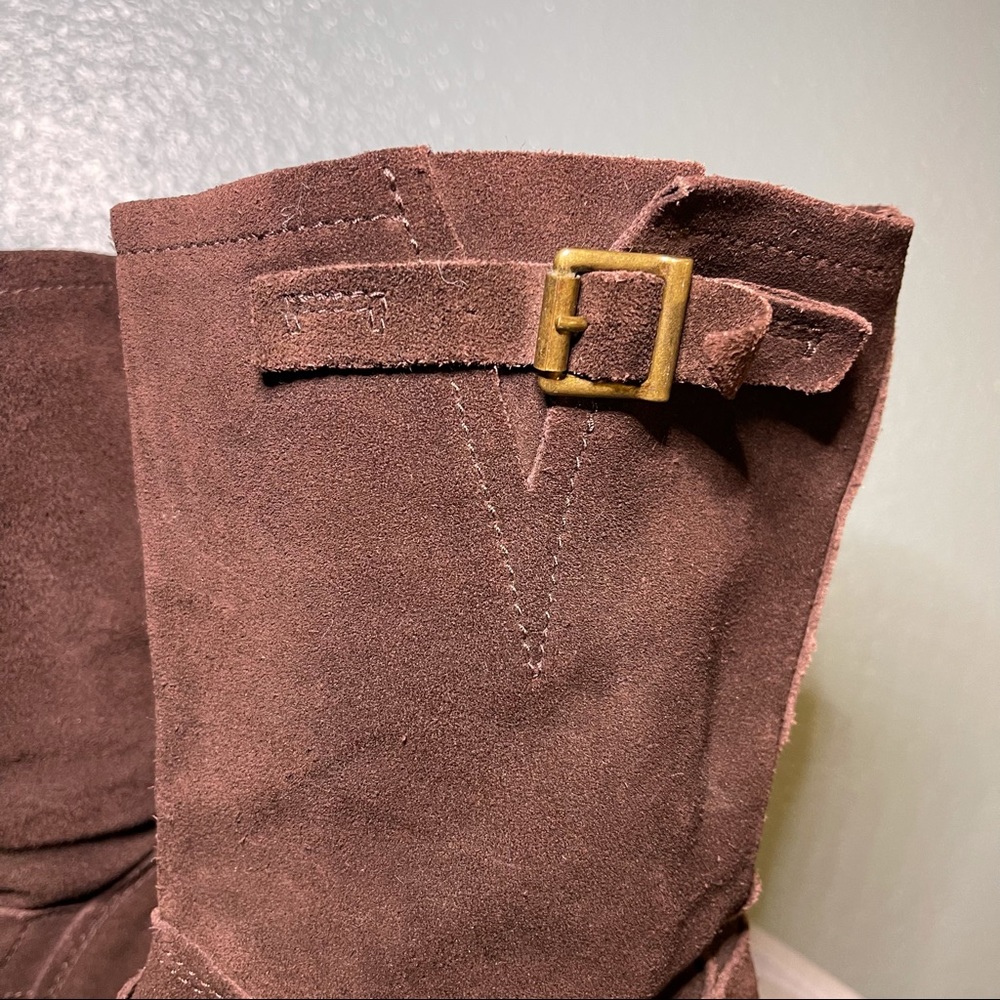 American Eagle Slouchy Leather Suede Moto Biker Boots - Picture 2 of 6
